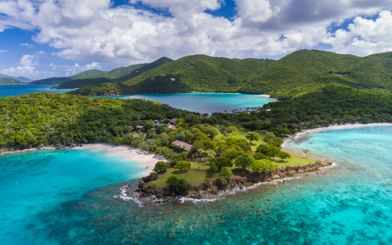 an island in the middle of a body of water