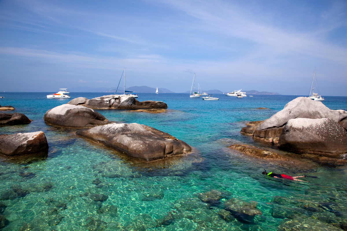 The Baths BVI boat trip day charter from USVI