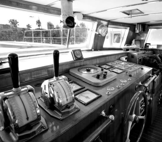 old bridge of the boat with old controls