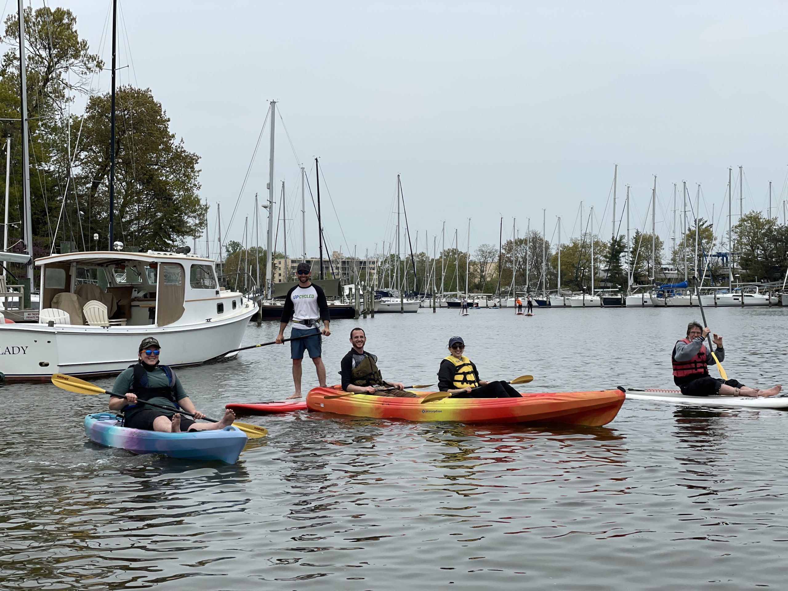 volunteers kayaking