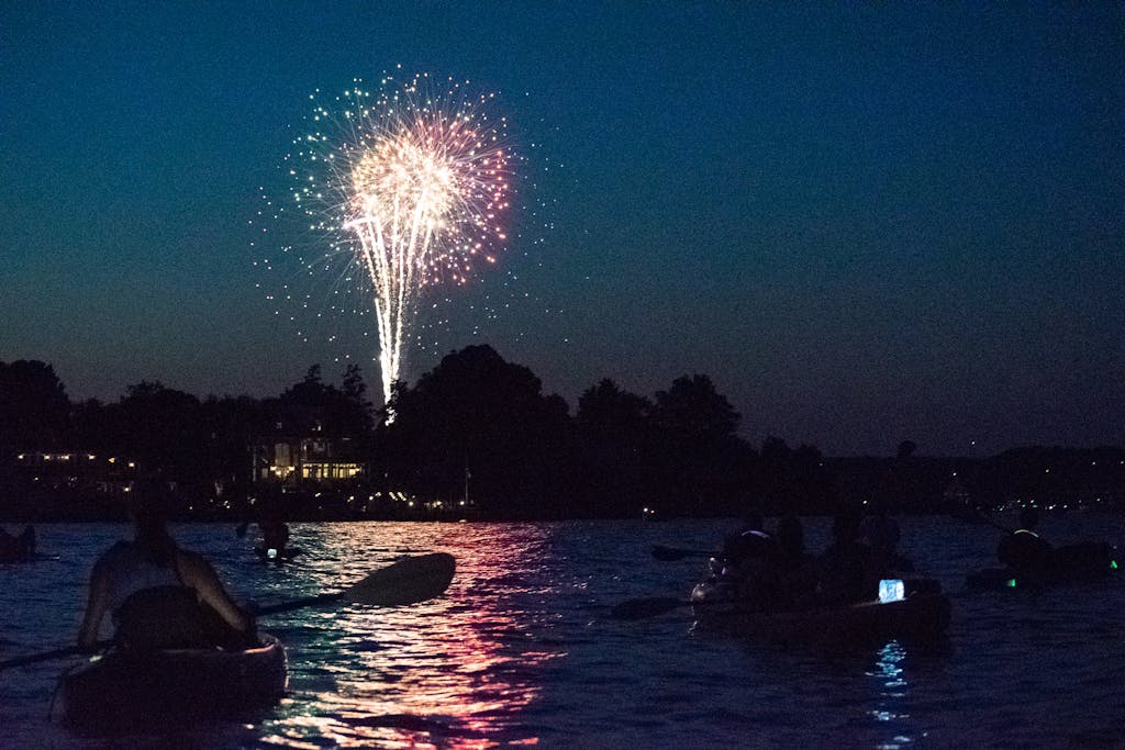 A view of the 4th of July fireworks in Downtown Annapolis as seen from the water