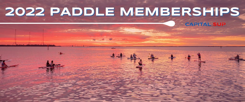A picture of paddlers on the water with the words "2022 Paddle Memberships" 