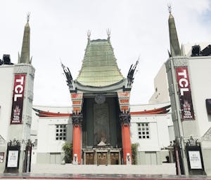 a group of people walking in front of Grauman's Chinese Theatre