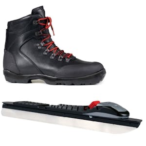 a pair of lundhags boots and a skating blade