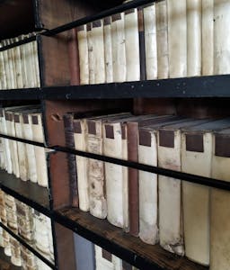 a row of very old books