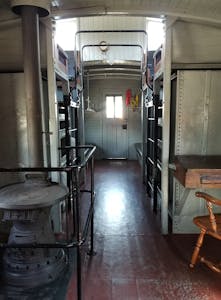 The interior of the caboose at the Strasburg Rail Road.