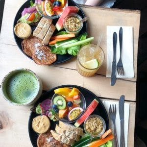 a bunch of food sitting on a table