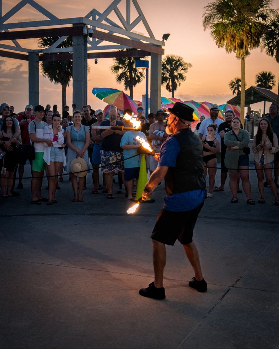 flame thrower for sunset at pier 60 festival