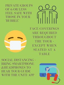 COVID0-19 health and safety infographic from Taste of Troy Food Tours