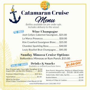 catamaran cruise drink menu
