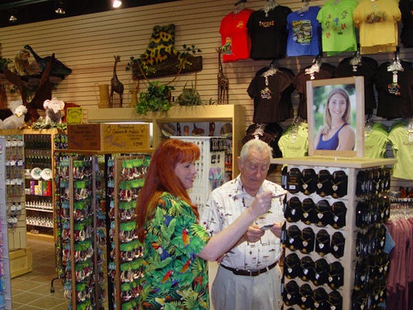 a person standing in front of a store