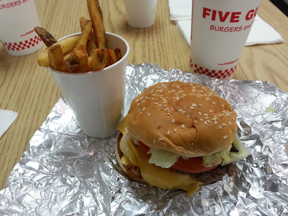 Five Guys Bacon Cheeseburger and Fries