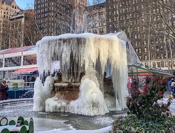 Bryant Park Fountain Frozen