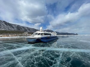 Hovercraft from Listvyanka to Olkhon island during the Baikal tour