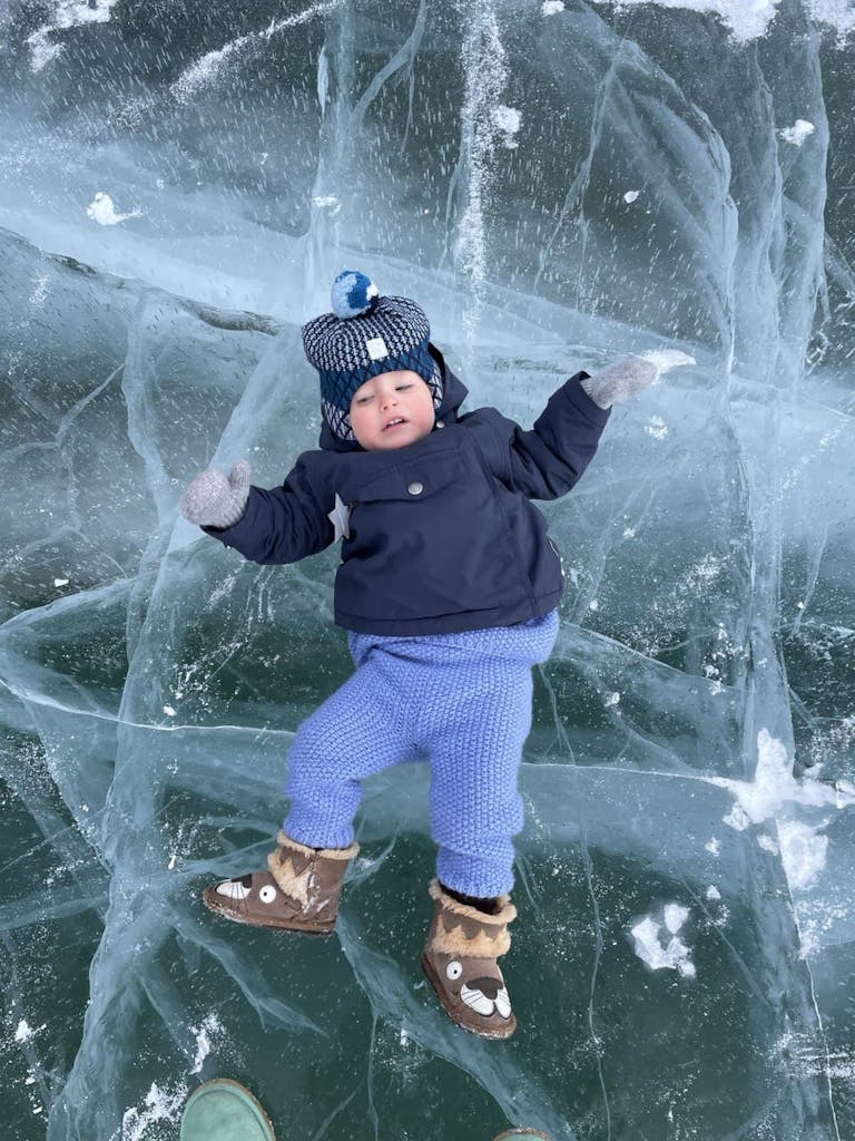Pasha on ice of Lake Baikal