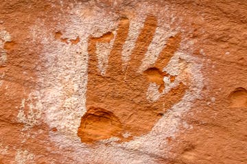 a close up of a handprint in mystery valley pictograph readjusted