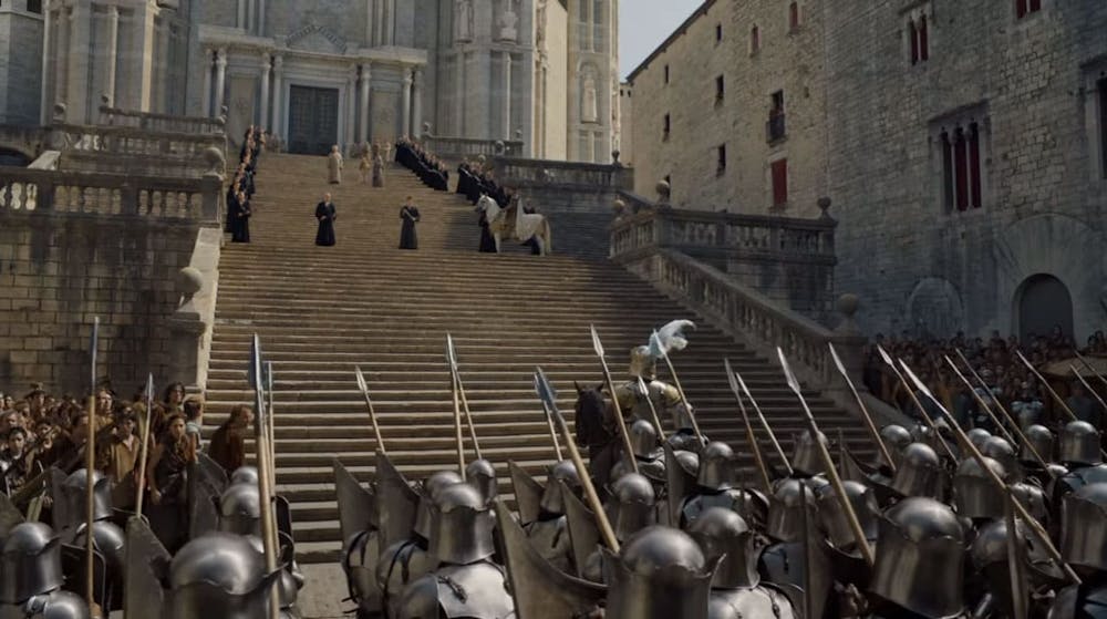 A filming scene of Game of Thrones in the Girona Cathedral