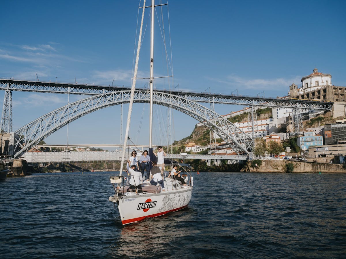 Sailboat Calitor sailing in the Douro River, Oporto, Portugal
