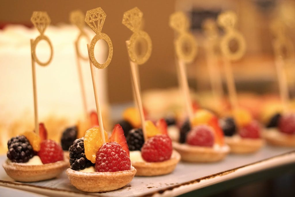 finger food with an engagement ring decoration