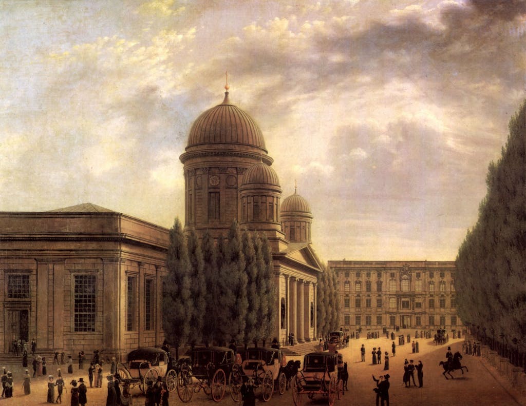 Der Berliner Dom in seiner vorletzten Inkarnation im Jahr 1825, gemalt von Carls Hasenpflug.