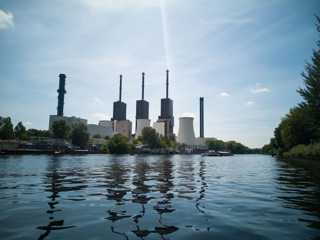 Cooling towers and chimneys of the heating plant Lichterfelde.