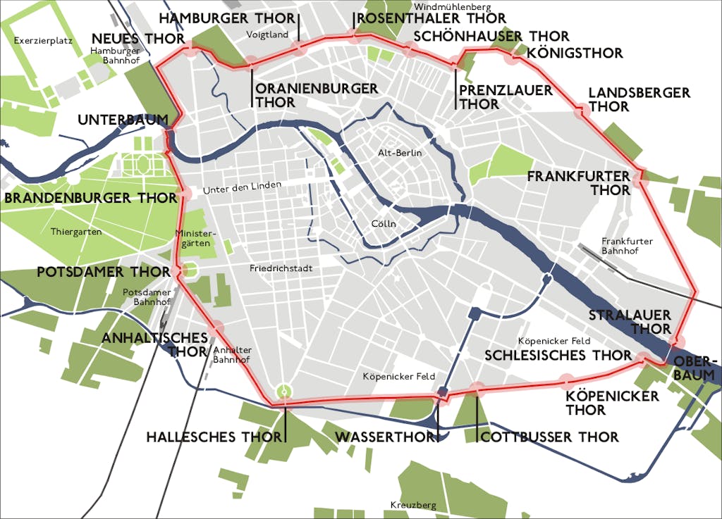Karte Berliner Zoll- und Akzisemauer