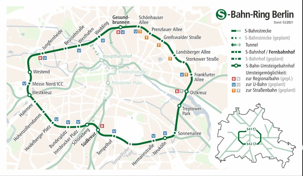 Karte S-Bahn-Ring Berlin - Der große Hundekopf