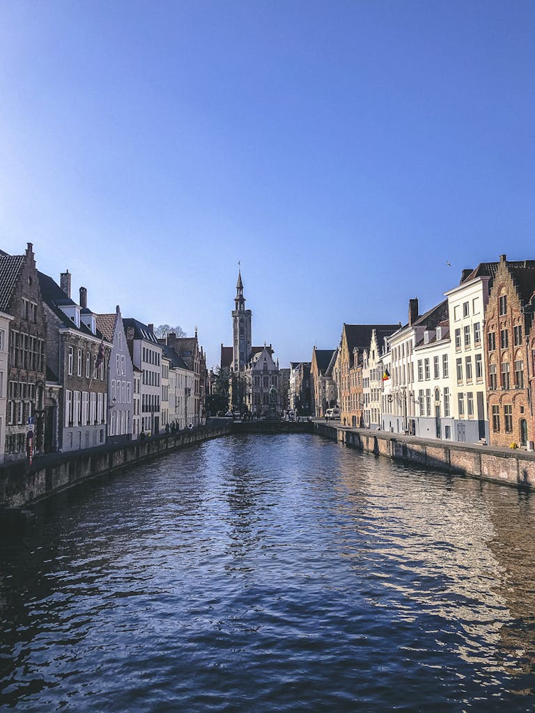 The former inner city harbor at Jan van Eyck Square in Bruges