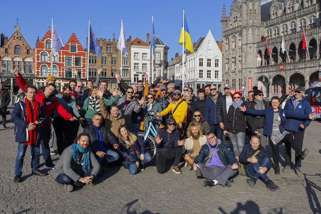 group on main square in Bruges