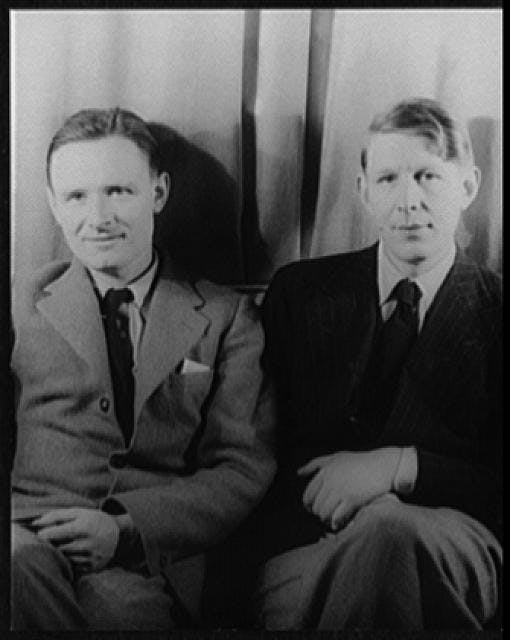 Christopher Isherwood, W. H. Auden are posing for a picture