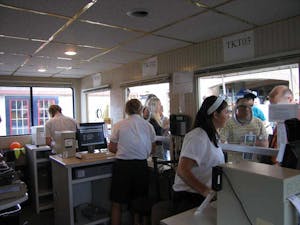 crew at work in ticket booth