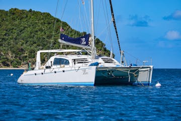 Seas the Day Charters USVI S/Y Pisces moored on St. John