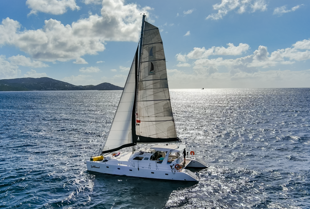 Seas the Day Charters USVI S/Y Leviathan sailing to St. John