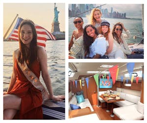 friends on a private party boat in NYC