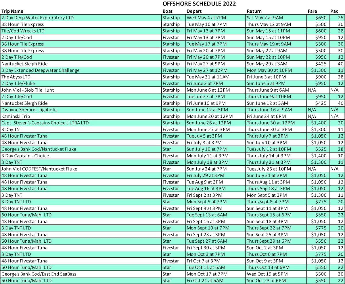 Viking 2022 Schedule 2022 Offshore Schedule | Viking Fleet