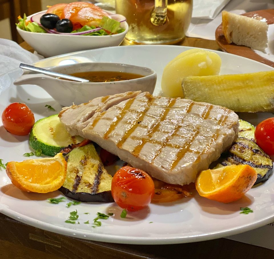 a plate of food on a table