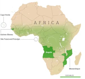 map of africa with the portuguese speaking countries