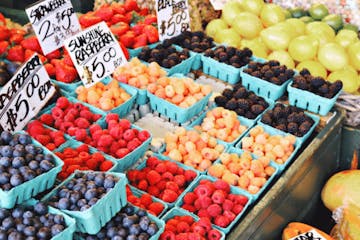 a variety of fruit on display in a store