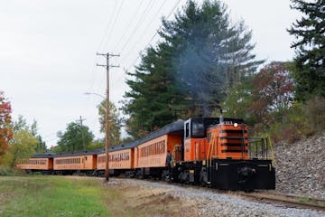 a large long train on a track