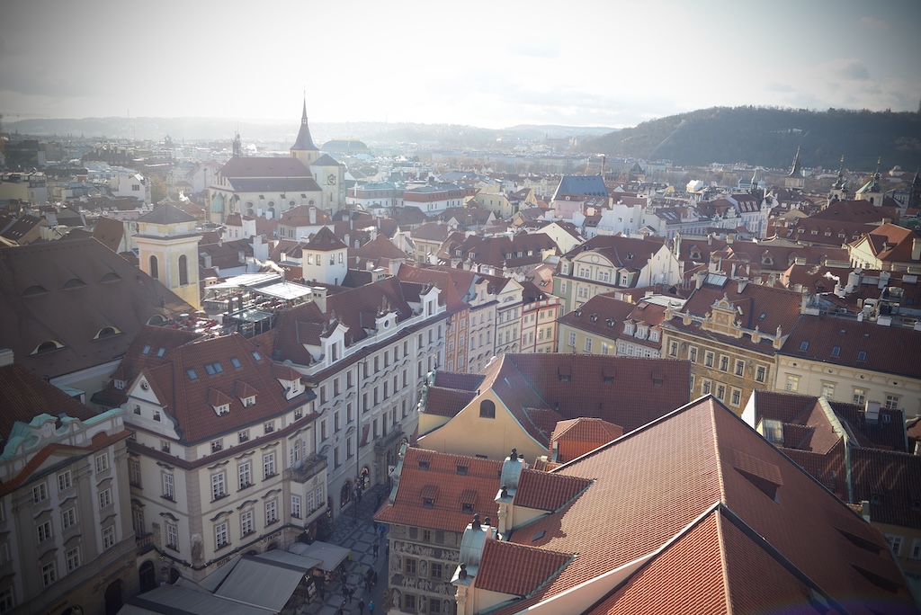 the Old Town of Prague seen from the Old Town Hall tower