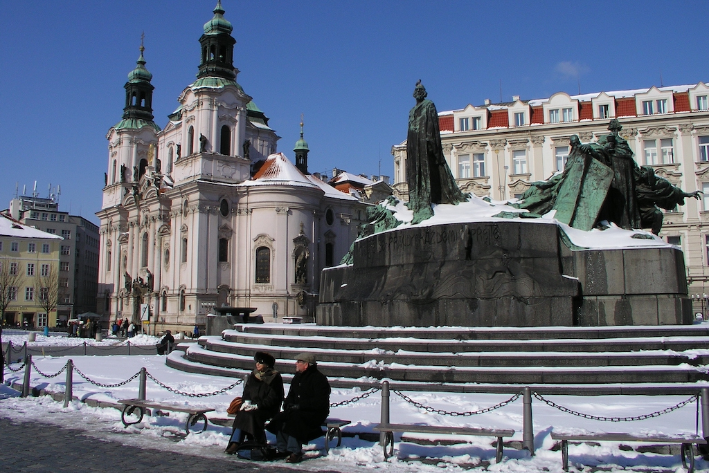 statue of Jan Hus on the Old Town Square in Prague