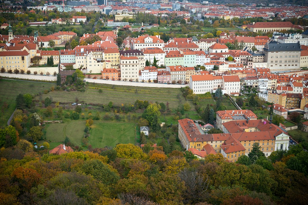 an aerial view of Prague's vineyards