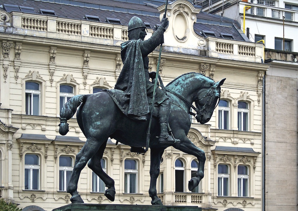 a statue of King Wenceslas on a horse