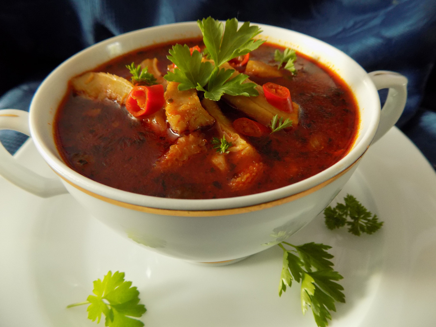 a bowl of soup on a table