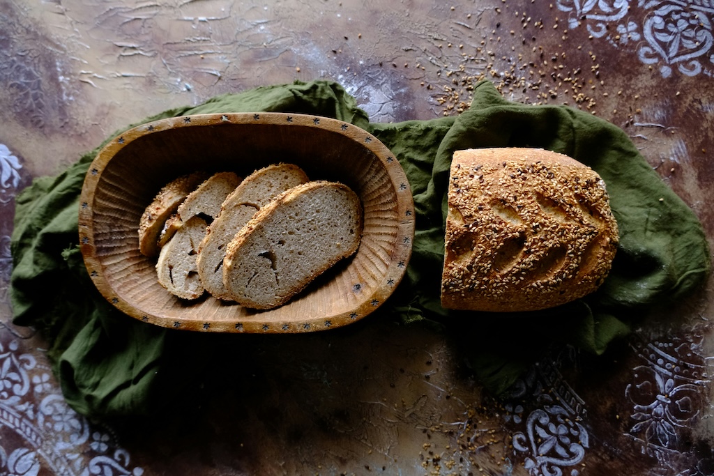 freshly backed and cut traditional Czech bread