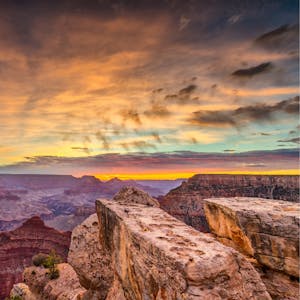 view over the Grand Canyon at sunrise