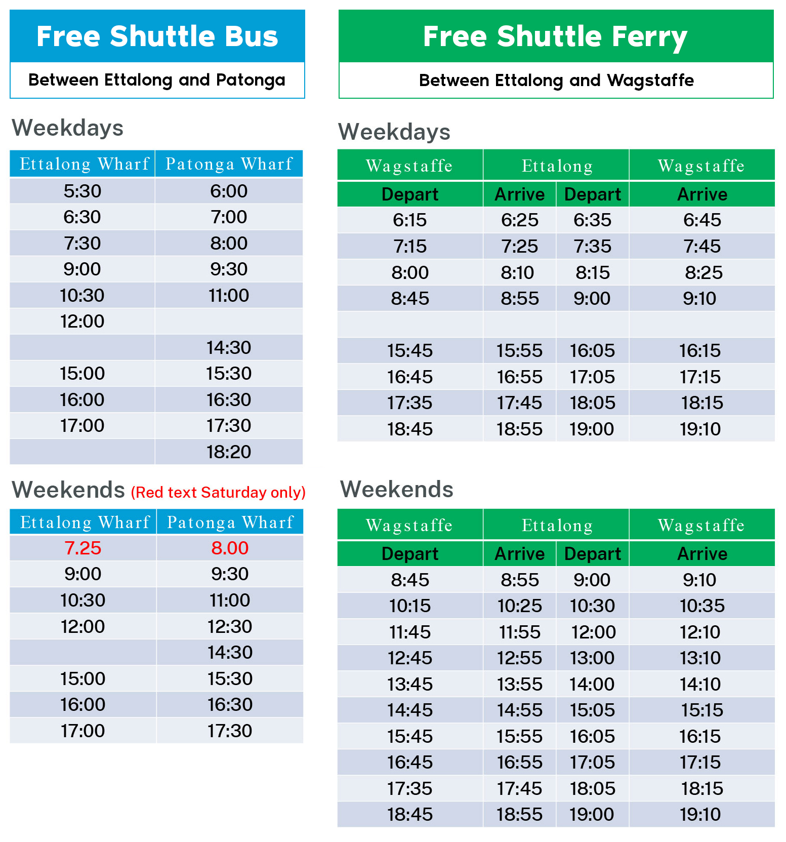 Ferry Timetables | Palm Beach Ferries