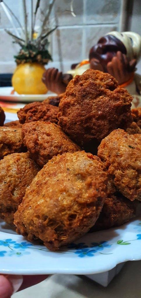 a close up of meatballs on a plate