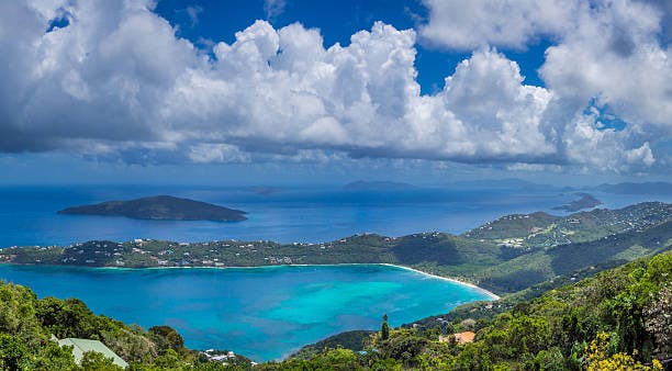 Aerial view at Magens Bay from the viewpoints of St. Thomas island