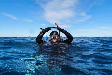 a scuba diver giving the okay signal